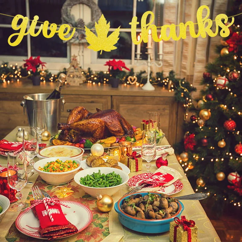 Autumn Leaves Maple Garlands Round Paper Thanksgiving Banner String Home Birthday Party Holiday DIY Wall Fireplace Hanging Decor