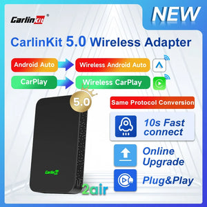 CarlinKit 5.0 2air & CarlinKit 4.0 CP2A Wireless Android Auto &CarPlay Wireless Adapter 2.4G&5.8Ghz WiFi Auto Connect OTA Update