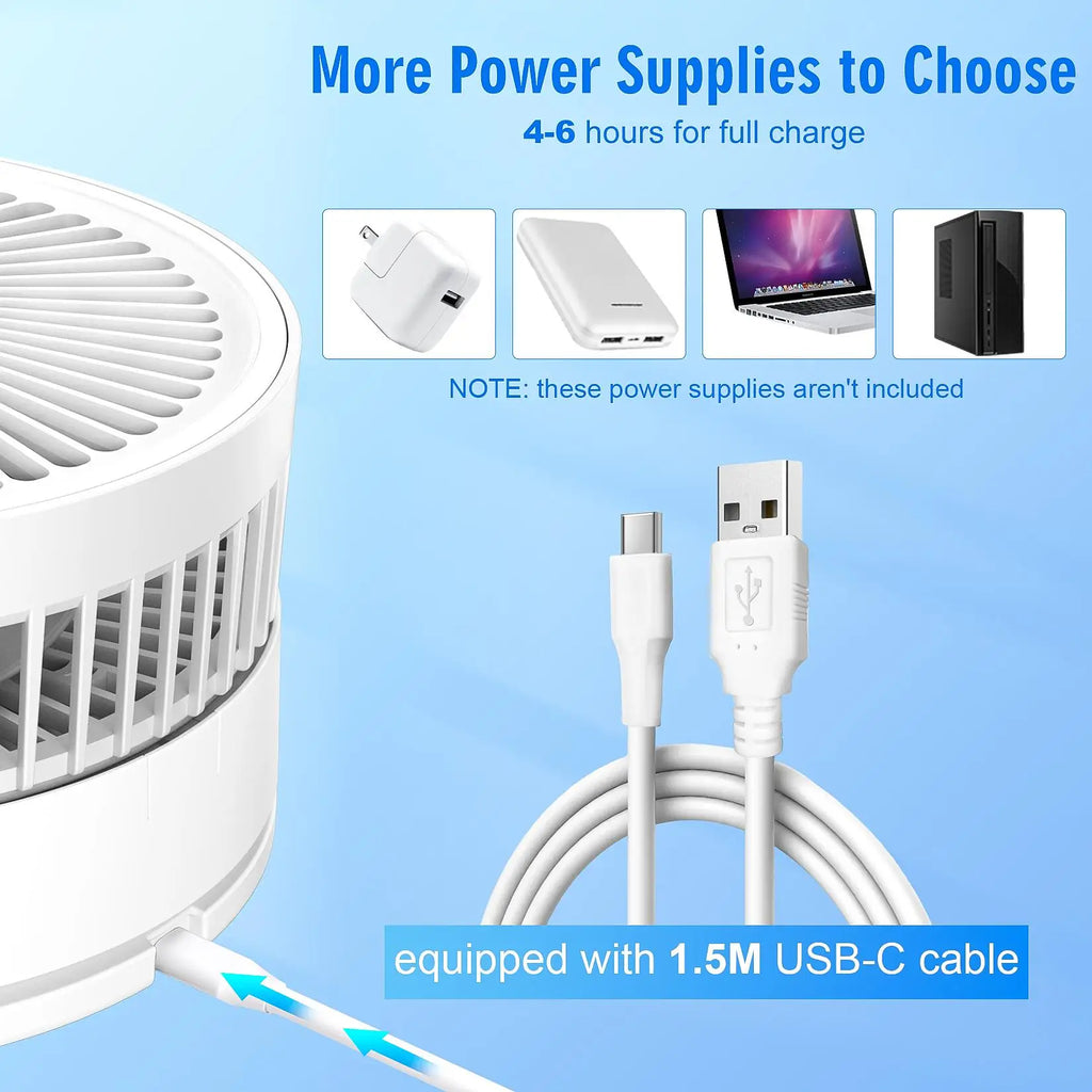 7200mAh Telescopic Foldable Fan Wireless USB Rechargeable Battery Low Noise Fan Height Adjustable Outdoor Portable Small Fans