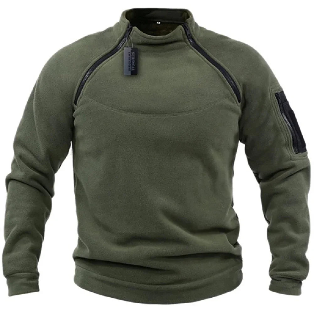 Men's Tactical Hoodies Military Outdoor Pullover Long Sleeve Zippers Pullove Fleece Windproof Thermal for Hiking Camping Army