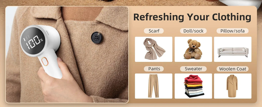 New Household Electric Lint Remover 3 Gears Adjustable Wireless LED Digital Display Hairball Trimmer Portable Sweater Epilator