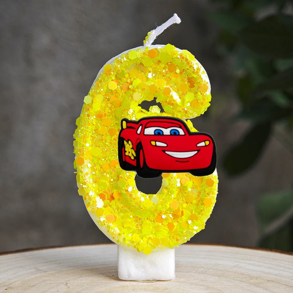 Mcqueen Candles Anime Cake Decor Theme 0-9 Number Candles Birthday Party Cake Topper Kids  Baby Shower  Gift Supplie
