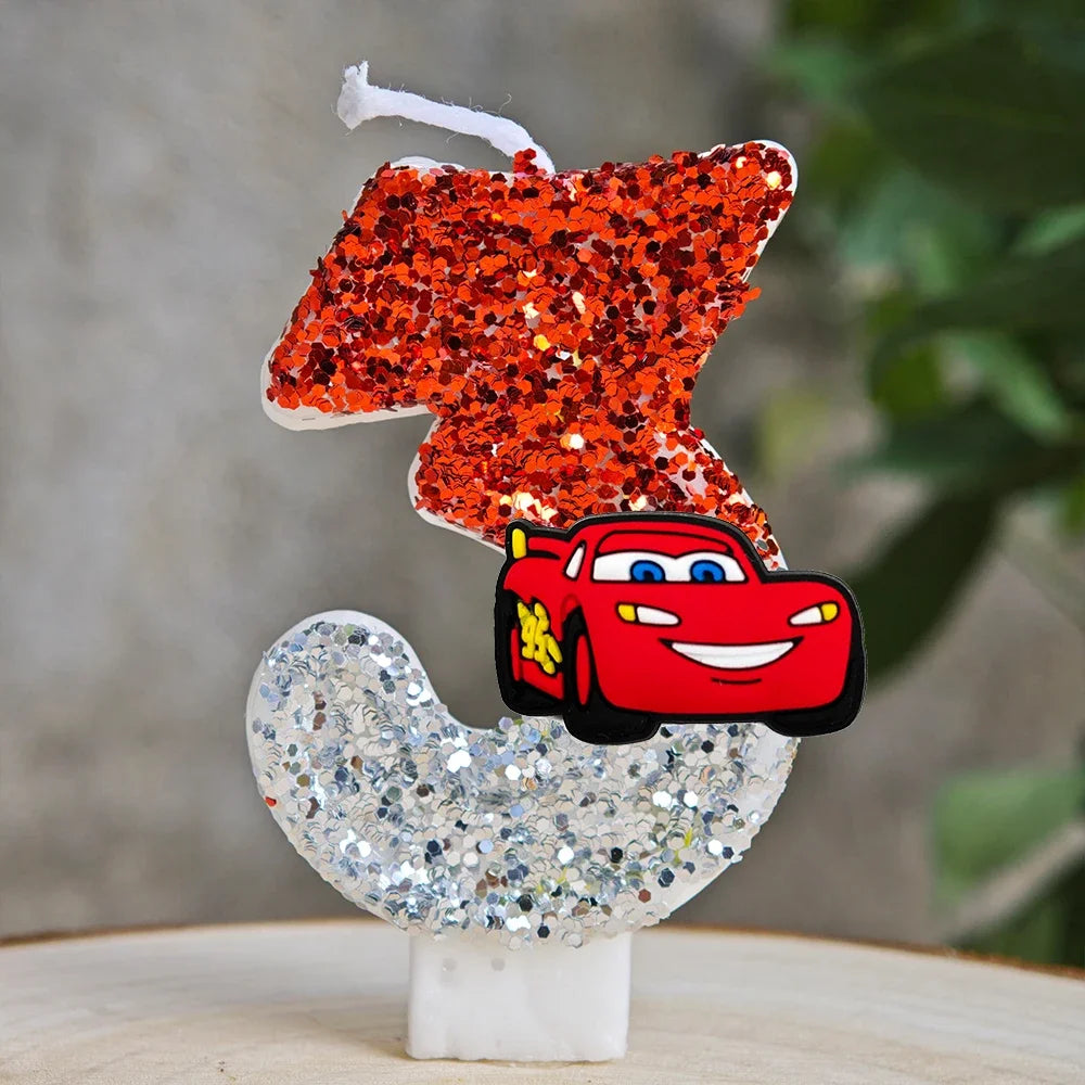 Mcqueen Candles Anime Cake Decor Theme 0-9 Number Candles Birthday Party Cake Topper Kids  Baby Shower  Gift Supplie