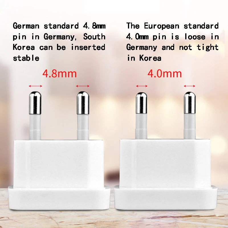 1 Pcs 4.0mm/4.8mm Power Plug Adapter US To EU Euro Europe Plug Power Plug Converter Travel Adapter Power Converter Outlet