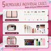 Large Travel Makeup Bag Organizer With 4 Removable Cases And 1 Jewelry Organizer Roll, Multiple Storage Pockets Cosmetic Bag