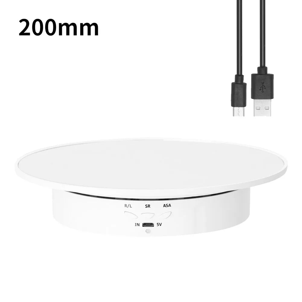 3 Speeds Electric Rotating Display Stand Mirror 360 Degree Turntable Jewelry Holder Battery/USB Power for Photography Shooting