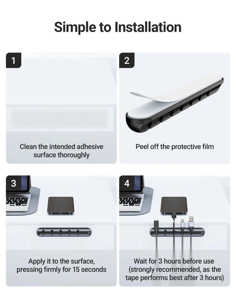 Adhesive Cable Holder Clips Cord Management Wire Organizer for Desktop USB Charging Cable Nightstand Power Cord Mouse Cable 1pc