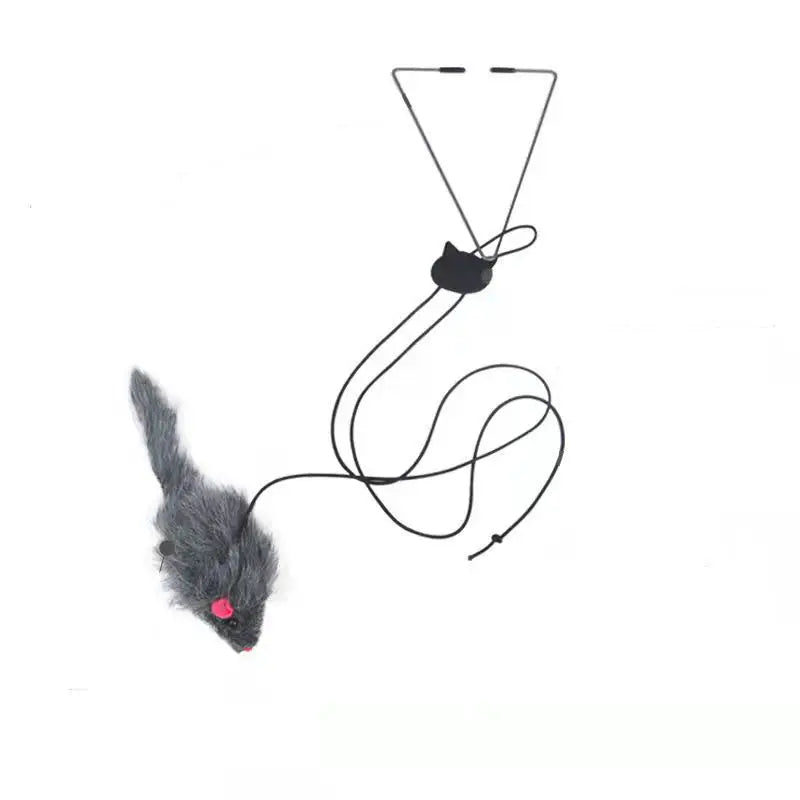 Hanging door mouse teasing cat stick elastic clip door swing hanging jumping toy cat relief pet supplies