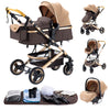 Luxurious 3 in 1 Baby Stroller Portable Travel Baby Carriage Folding Prams Aluminum Frame High Landscape Car for Newborn Baby BLACK