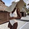 Women Bikini Set Swimsuit Sexy V Neck Solid Color Laser Cutting Flower Swimsuit Beachwear Luxury Summer Beachwear Dress