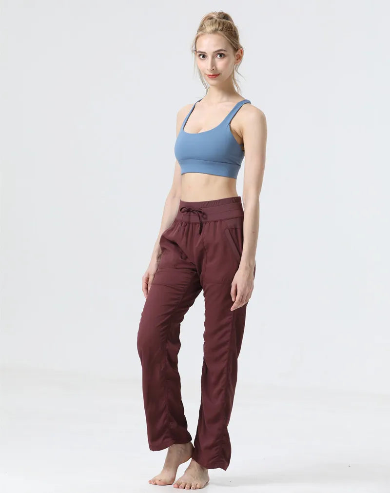Women's New Folded Yoga Pants Super Soft Loose Micro Horn Fitness Commuter Leisure Sports cropped pants
