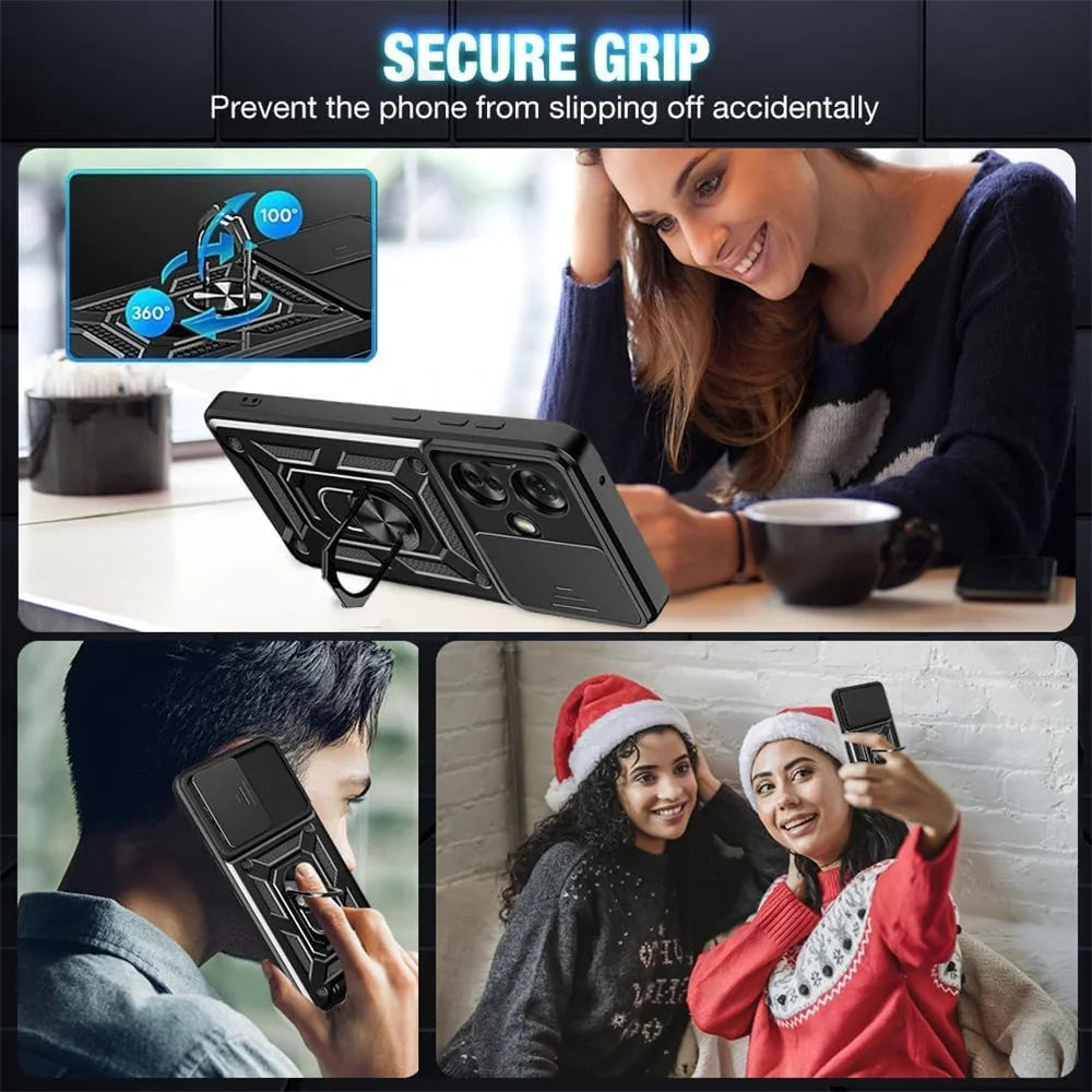 Case for OPPO Reno 11F 11 10 5G Pro Camera Lens Cover Phone Case Ring Stand Armor TPU Antill Silicone Rotate Cover