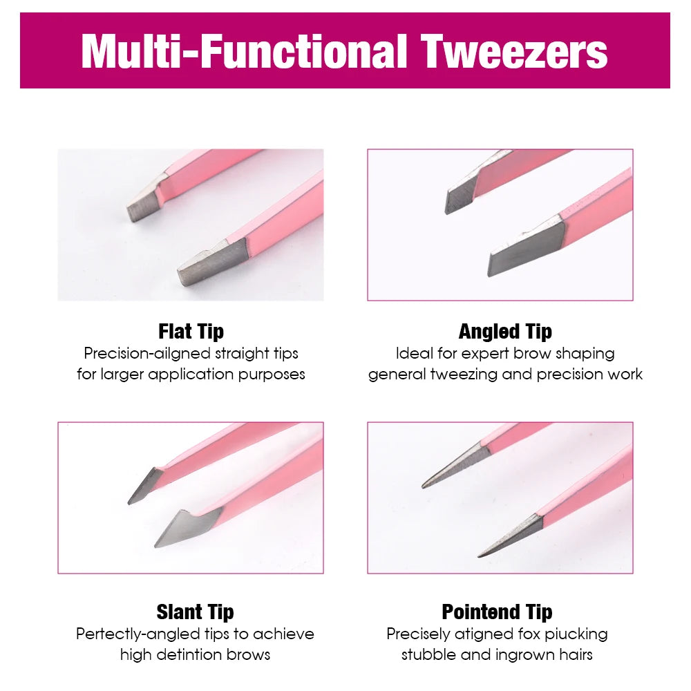 Tweezers Set 4piece Professional Stainless Steel Tweezers Precision Tweezers for Eyelash Extension Eyebrows Facial Blackhead