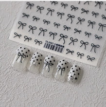 Load image into Gallery viewer, Lovely Gold Silver Black White Line Bowknot 3D Self Adhesive Nail Art Decorations Stickers Ribbon Cute Manicure Decals Wholesale