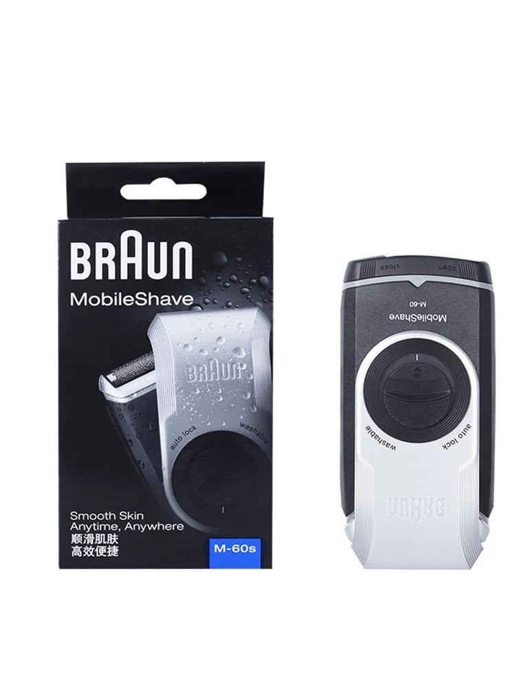Braun M60 Electric Razor Battery Power Portable  Mobile Shave Washable Safety Power Beard Shaving Hair Removal For Men