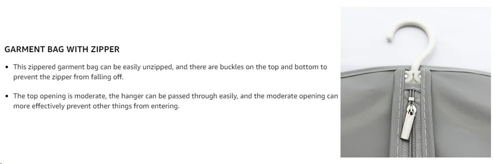 Thick Garment Suit Hanger Cover Bag with Zipper, Closet Storage Dust Coat Cover for Hanging Clothes, Breathable Dress Gown Bag