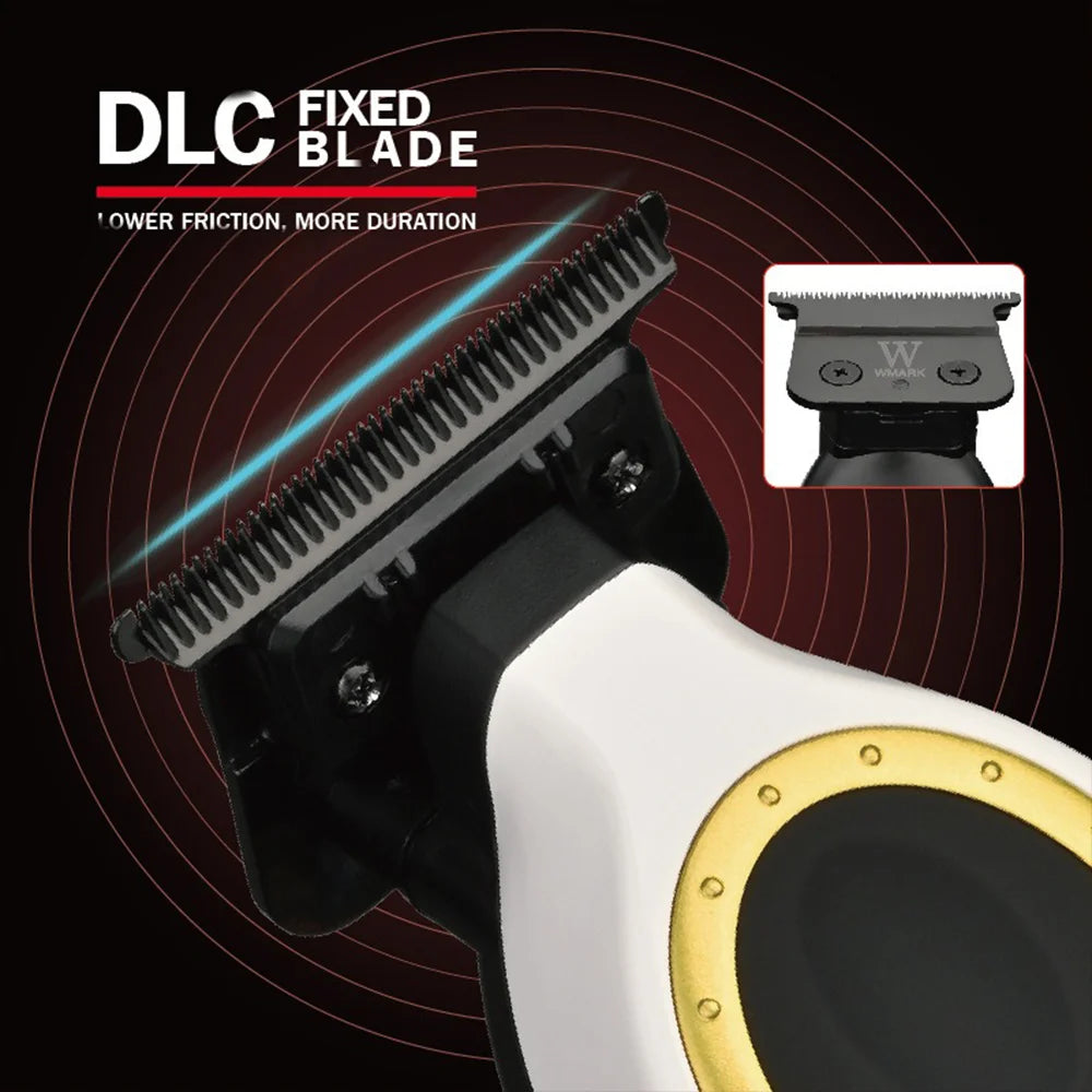 WMARK NG-7230 Professional Hair Clipper Ceramic Titanium Plated Blade 7500RPM Men's Trimmer Engraving Push with Charging Base