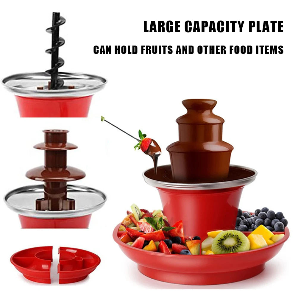 3 Layer Chocolate Waterfall Hotpot Machine DIY Handmade Electric Chocolate Fondue Fountain 35W for Weddings Birthday Parties