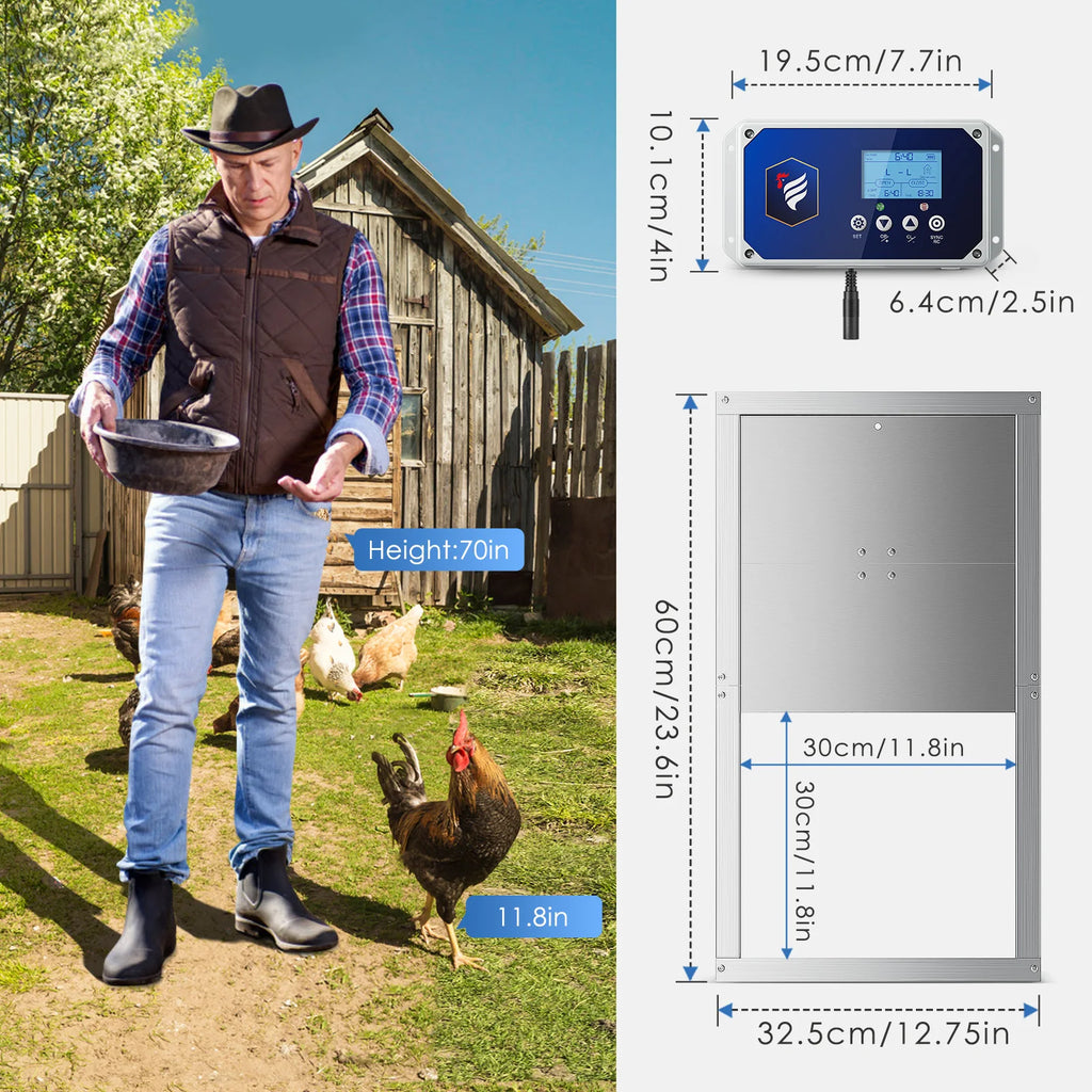 Automatic Chicken Door,Chicken Door Control Box,Chicken Door with Remote Control and Timer and Light Sensitive,4kg Traction