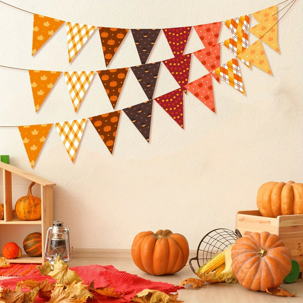 Thanksgiving Decorations Fall Decorations Banner Fall Pumpkin Pennant Autumn Bunting Garlands for Thanksgiving Day Fall Autumn