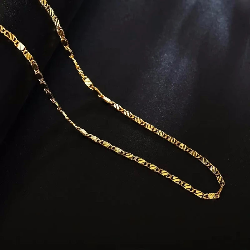 40-75cm 18k Gold 925 Sterling Silver Charm 2mm Flat Chain Necklaces For Women Men Luxury Fashion Party Wedding Jewelry