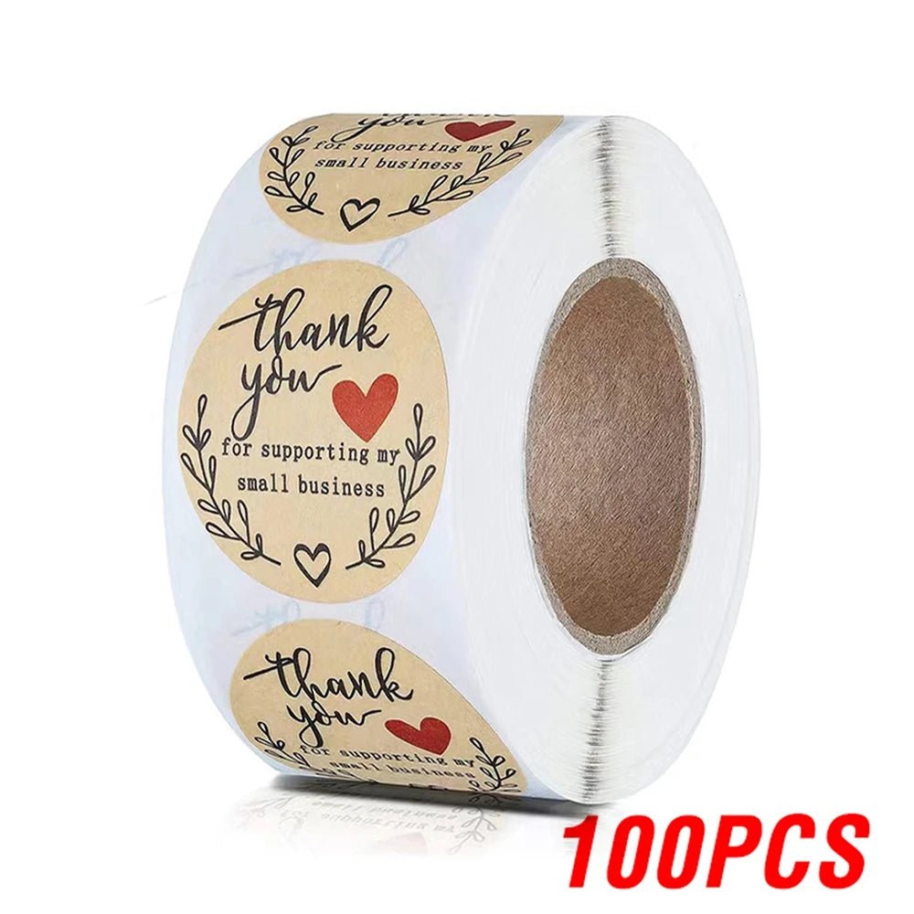 100-500pcs Round Natural Kraft Handmade Stickers Scrapbooking For Package Adhesive Thank You Sticker Seal Labels