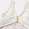 Women Bikini Set Swimsuit Sexy V Neck Solid Color Laser Cutting Flower Swimsuit Beachwear Luxury Summer Beachwear Dress