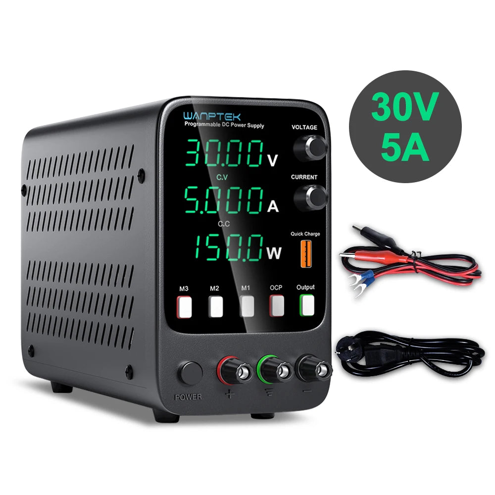 Wanptek Adjustable DC Power Supply 30V 10A 60V 5A Lab Bench Power Source Stabilized Power Supply Voltage Regulator Switch 120V