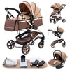 Luxurious 3 in 1 Baby Stroller Portable Travel Baby Carriage Folding Prams Aluminum Frame High Landscape Car for Newborn Baby BLACK