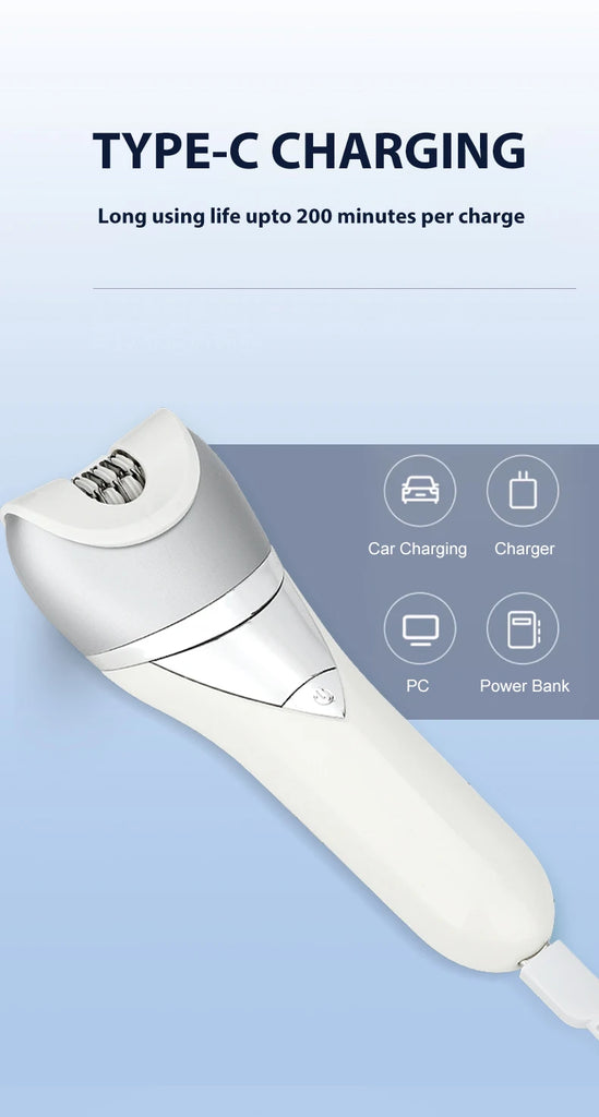 7in1 Electric Razor Bikini Line Trimmer Facial Massager Foot Callus Remover Body Hair Removal for Women Men Waterproof Epilator