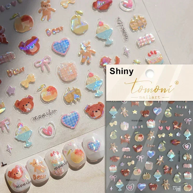 Lovely Gold Silver Black White Line Bowknot 3D Self Adhesive Nail Art Decorations Stickers Ribbon Cute Manicure Decals Wholesale