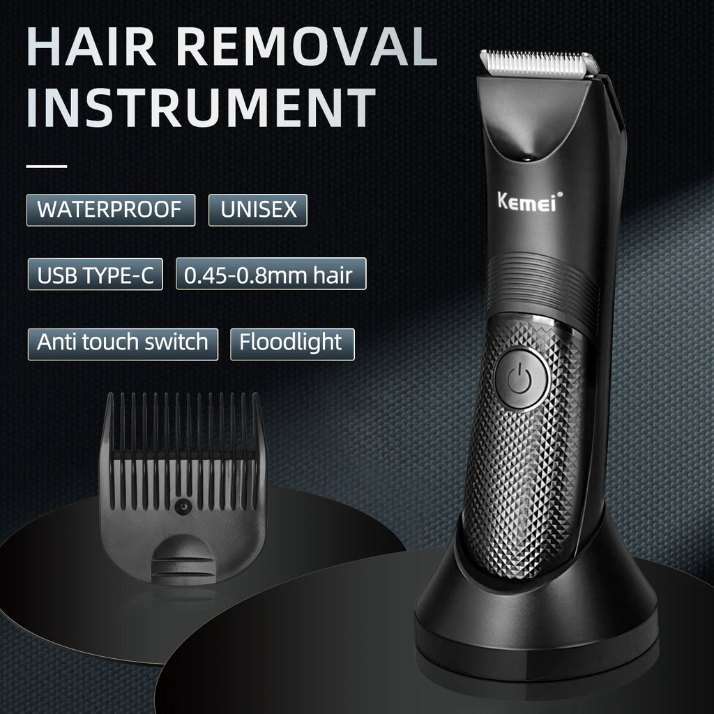 Kemei Groin Area Hair Trimmer Body Hair Hygiene Razor Ceramic Blade Waterproof Wet Dry Clippers Electric Shaving Machine KM-1838