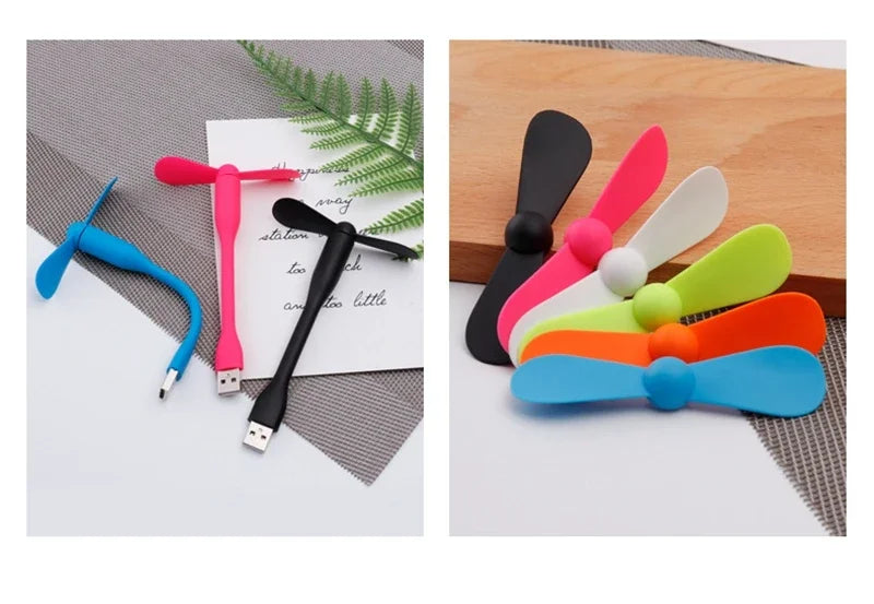 USB Electric Fan Flexible Bendable Fan For Power Bank Laptop PC AC Charger Portable Hand Cool Mini Fan Computer Summer Gadget