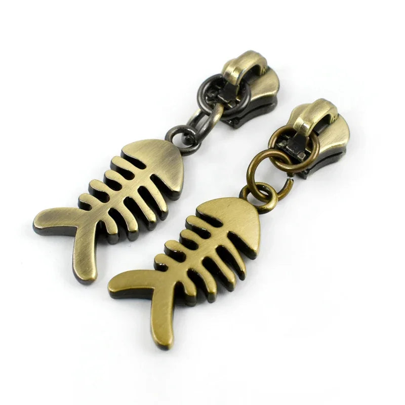 5/10Pcs Meetee 5# Bronze Zipper Slider Pull for Metal Zippers Sewing Bag Zips Puller Head Clothes Zip Repair Kit DIY Accessories