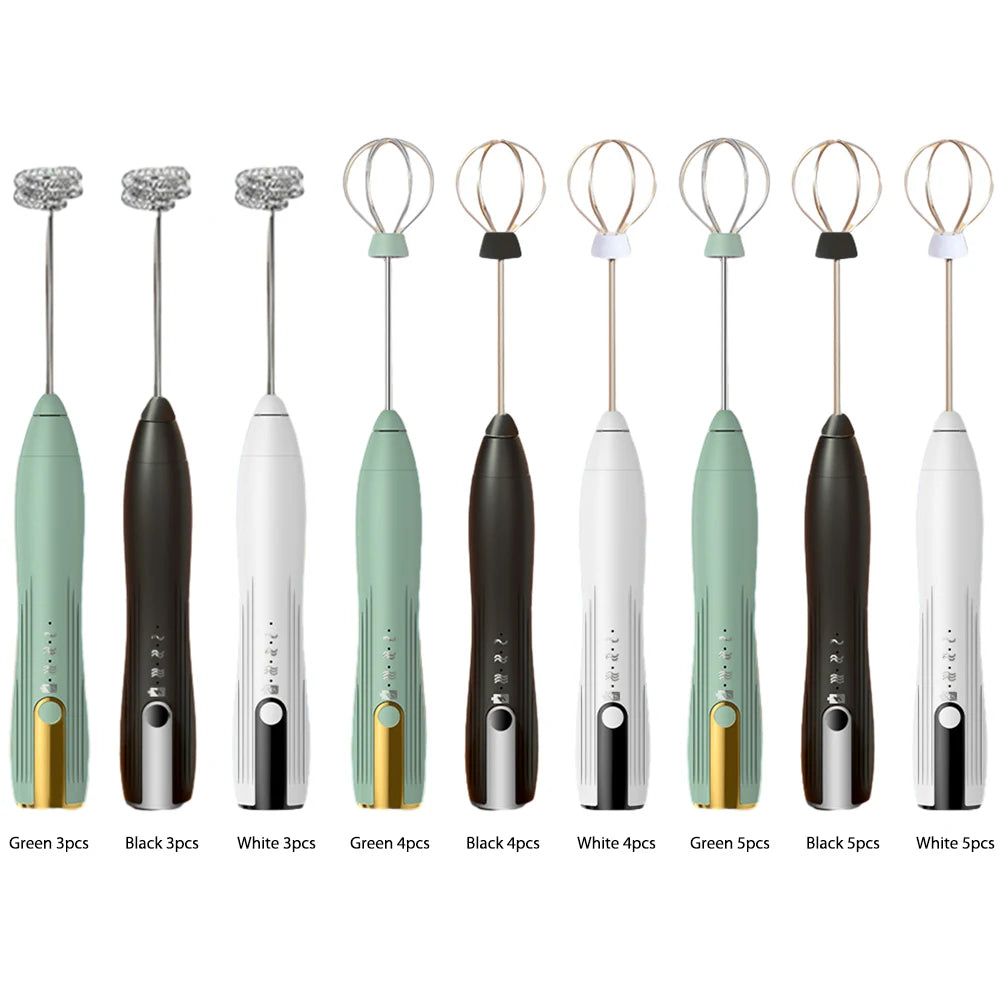 Electric Egg Beater 3 Speeds Mini Stirrer Whipper Stainless USB Rechargeable 1500mAh Wireless for Latte/Cappuccino/Hot Chocolate