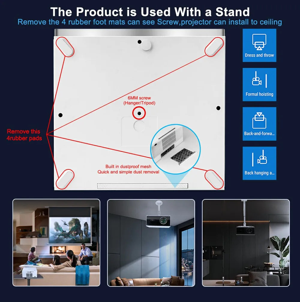 ThundeaL TDA7W Full HD 1080P Projector Android 13 WiFi6 2G 32G Projetor 4k Video TDA7 Voice Control 3D Smart Home Theater Beamer