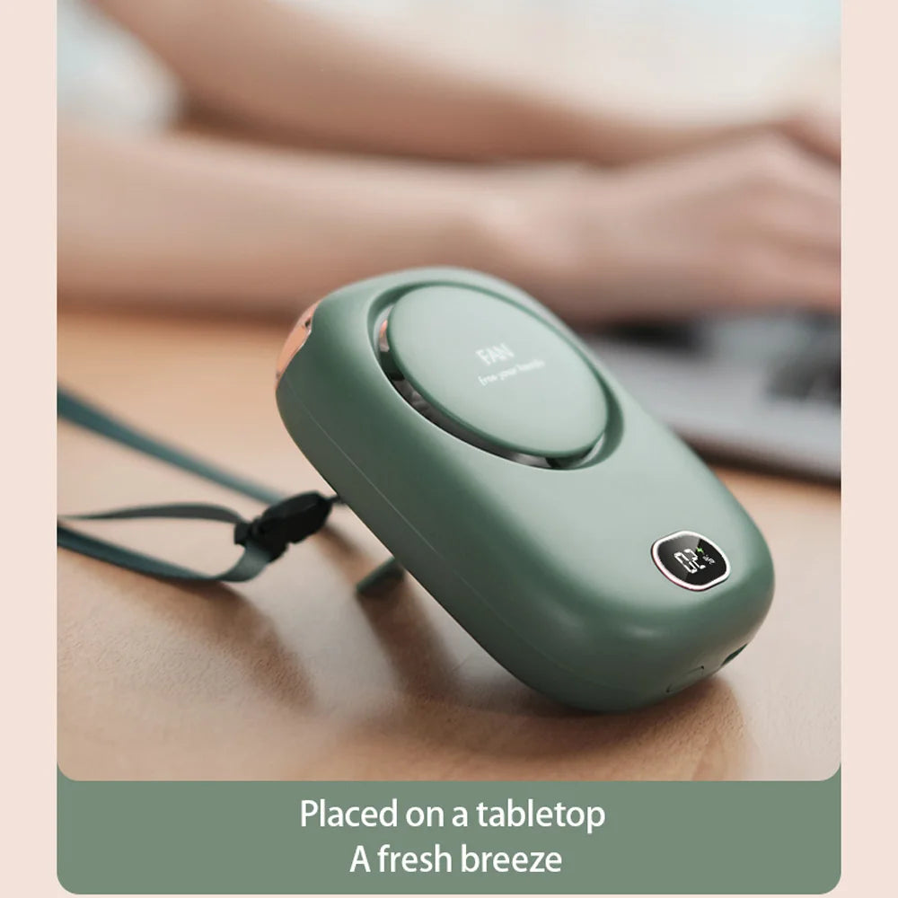 Hanging Neck Fan Portable Mini Fans with Adjustable Lanyard Bladeless USB Rechargeable Sports Cooling Fan for Kids Travel