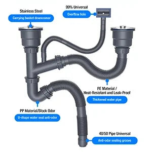 304 Stainless Steel Sink Commercial Restaurant Kitchen Sink with Drawable Hot & Cold Water Faucet