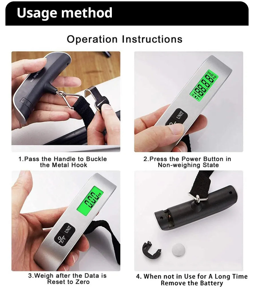 110Lb/50Kg Hanging Baggage Scale Digital Luggage Scale LCD Display Portable Suitcase Weighing Scale Travel Luggage Weight Scale