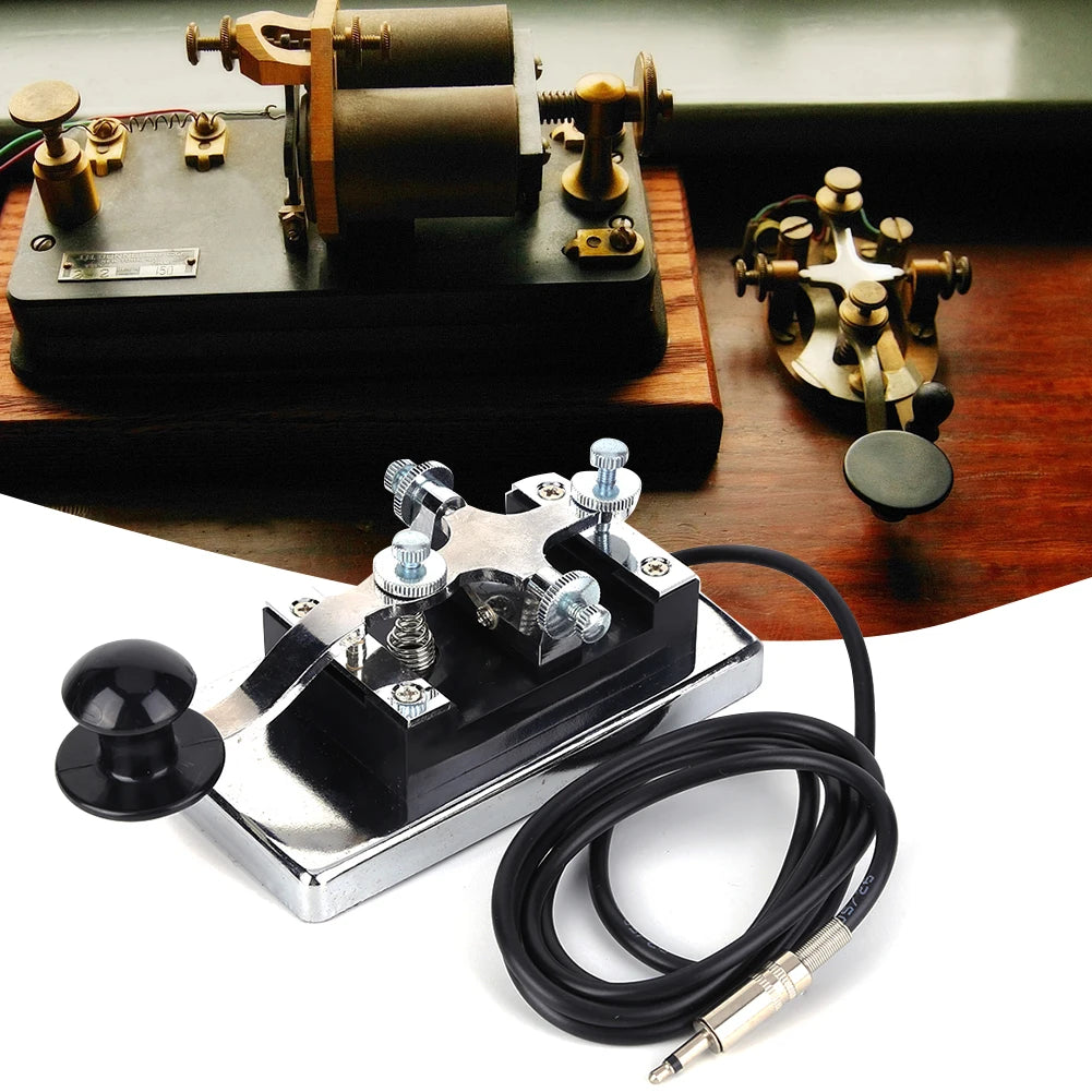 HY-K4 Stainless Steel CW Telegraph Shortwave Radio CW Telegraph Key Morse Key Shortwave Radio Communication Teaching Aids