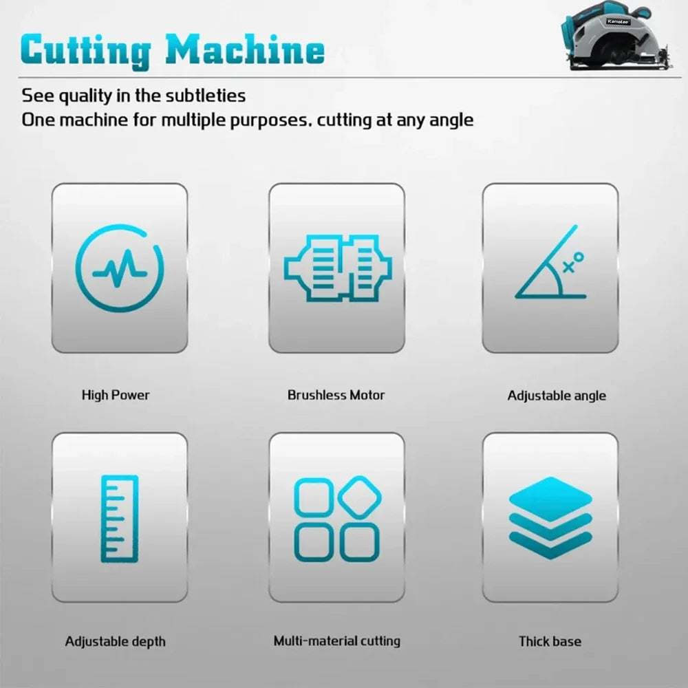 Kamolee 7 inch 21V 6.0Ah 6000mAh Electric Circular Saw  for Home DIY Apply to 18V 21V Battery