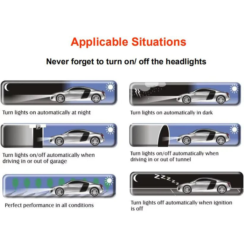 Automotive Headlight Automatic Controller, Automatically Turns the Lights On/Off When Entering a Garage or Tunnel with Dark or Bright Light, Headlight Controller with Quick Response, 12V Automatic Headlights Are the Best Acce