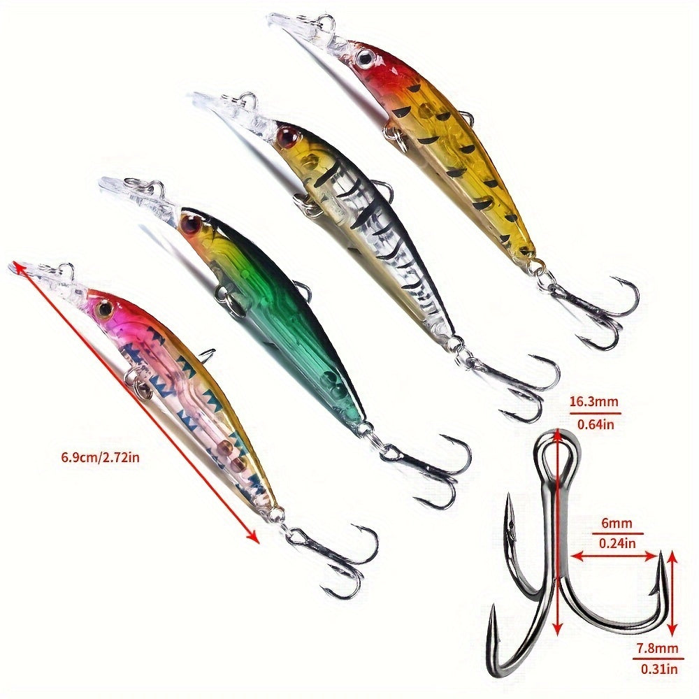56pcs Fishing Lures Kit Crankbait Tackle Minnow Popper Pencil Swimbaits Hook Freshwater Saltwater Hard Baits Set for pike carp bass fishing christmas gift for man