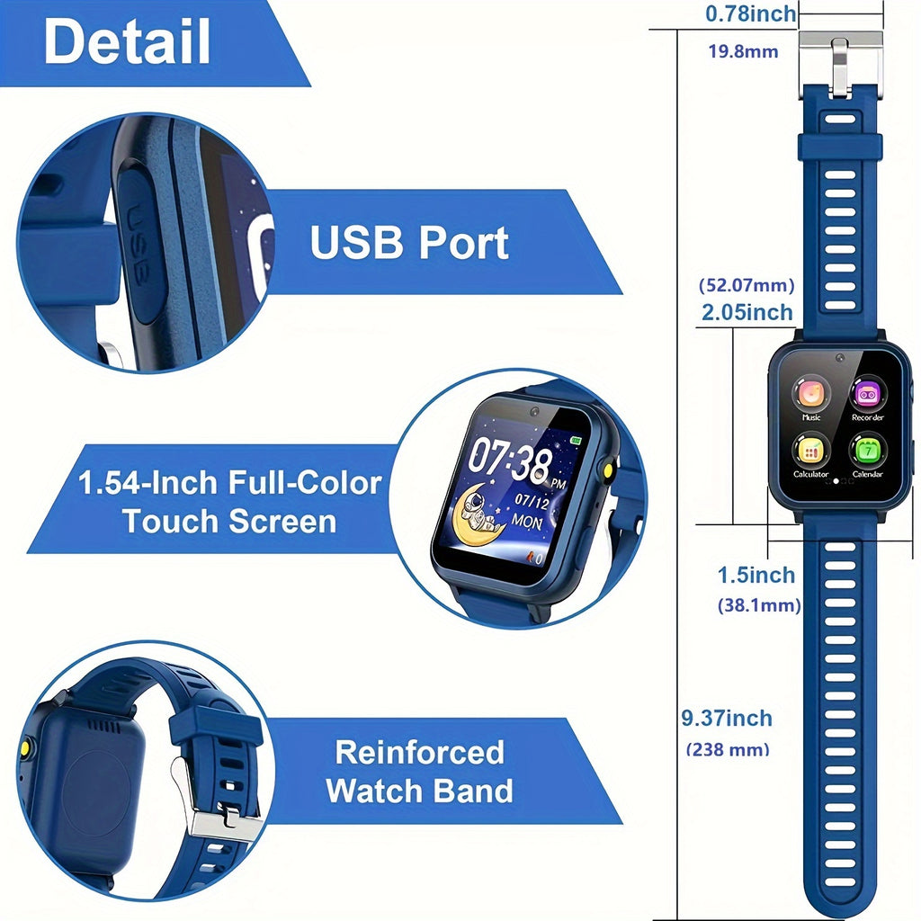 Teenagers Game Smart Watch With 24 Puzzle Games, HD Touch Screen Camera, Music Player, Pedometer Alarm Clock, Calculator Flashlight 12/24 Hr Students Watches, Gift For Boys Girls, Fitness Tracker Watch