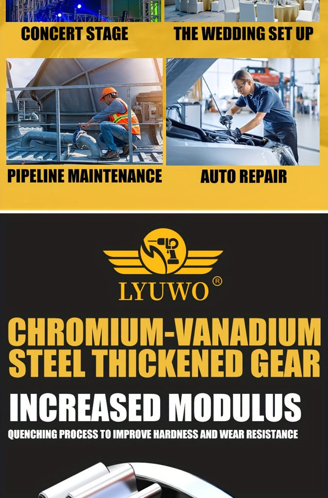 LYUWO 1 Set 12V Cordless Electric Wrench, 45NM 3/8'' Ratchet Illuminated Remove Screws & Nuts Automotive Repair Tool, Right Angle Wrench, Power Tools