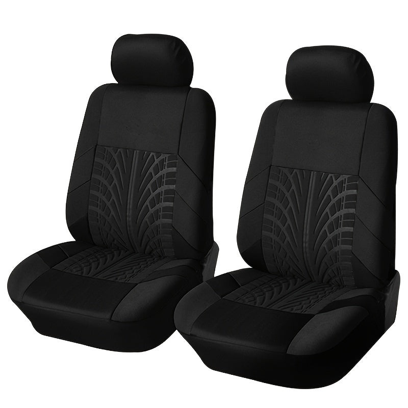 Universal Fit Front Pair Car Seat Covers - Breathable Polyester Split Automotive Seat Cushion Protectors with Sponge Filler - Hand Washable, All-Season, Durable and Easy to Install