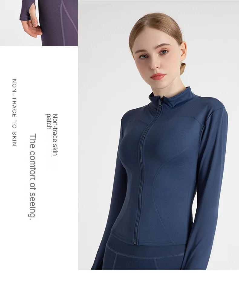 S-3XL Women's Tracksuit Jacket Slim Fit Long Sleeved Fitness Coat Yoga Tops With Thumb Holes Gym Jacket Workout Sweatshirts2025