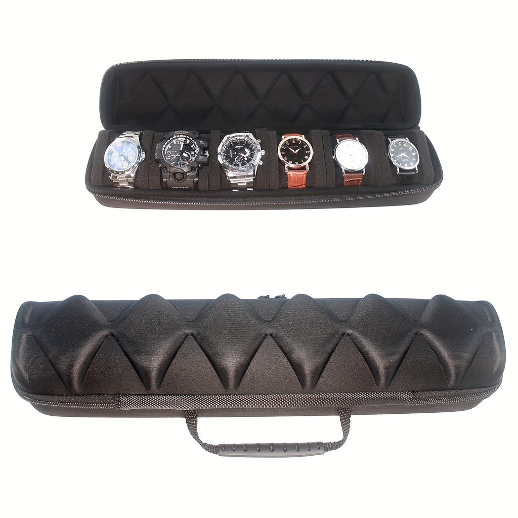 6-Watch Storage Case - Durable Hard-Shell Protection, Spacious Interior, Plush Soft Pillow - Portable Travel Case for Watches, Ideal for Home Storage and Organization