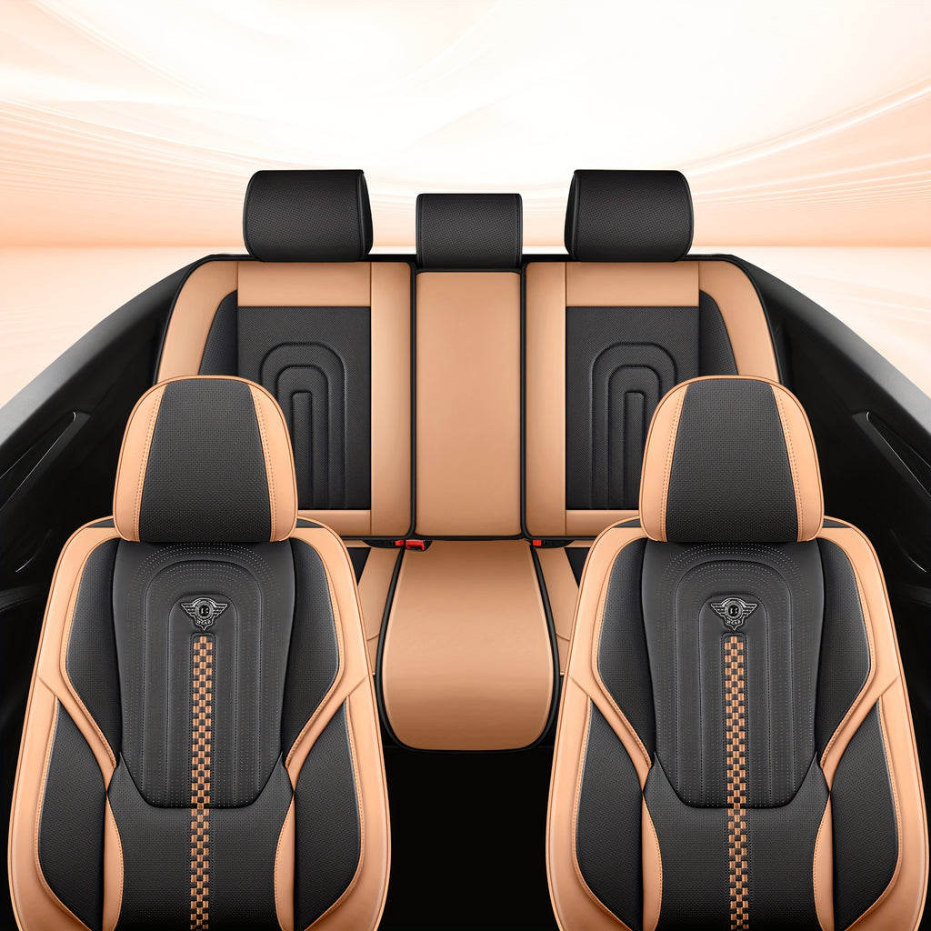 Red Rain PU Leather Car Seat Cover Breathable Universal Car Seat Covers For Front And Rear Seats 13pcs Automotive Seat Cushion Cover Fit Car Truck SUV Van