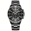 Mens Chronograph Stainless Steel Strap Waterproof Date Quartz Watch, Business Casual Wrist Watches